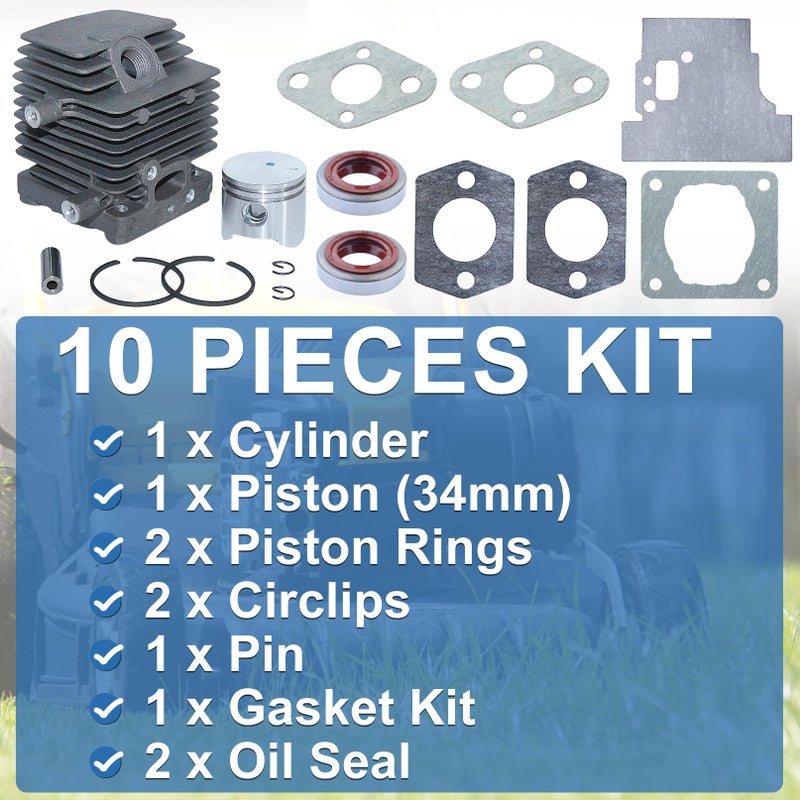 AUMEL 34mm Cylinder Piston Pin Ring Gasket Kit for Stihl FS75 FS85 FC75 FC85 FH75 FR85 HL75 HL75K HT70 HT75 KA85 KR85 KW85 SP81 SP85 Trimmer Replace #4137 020 1202. - Image 3
